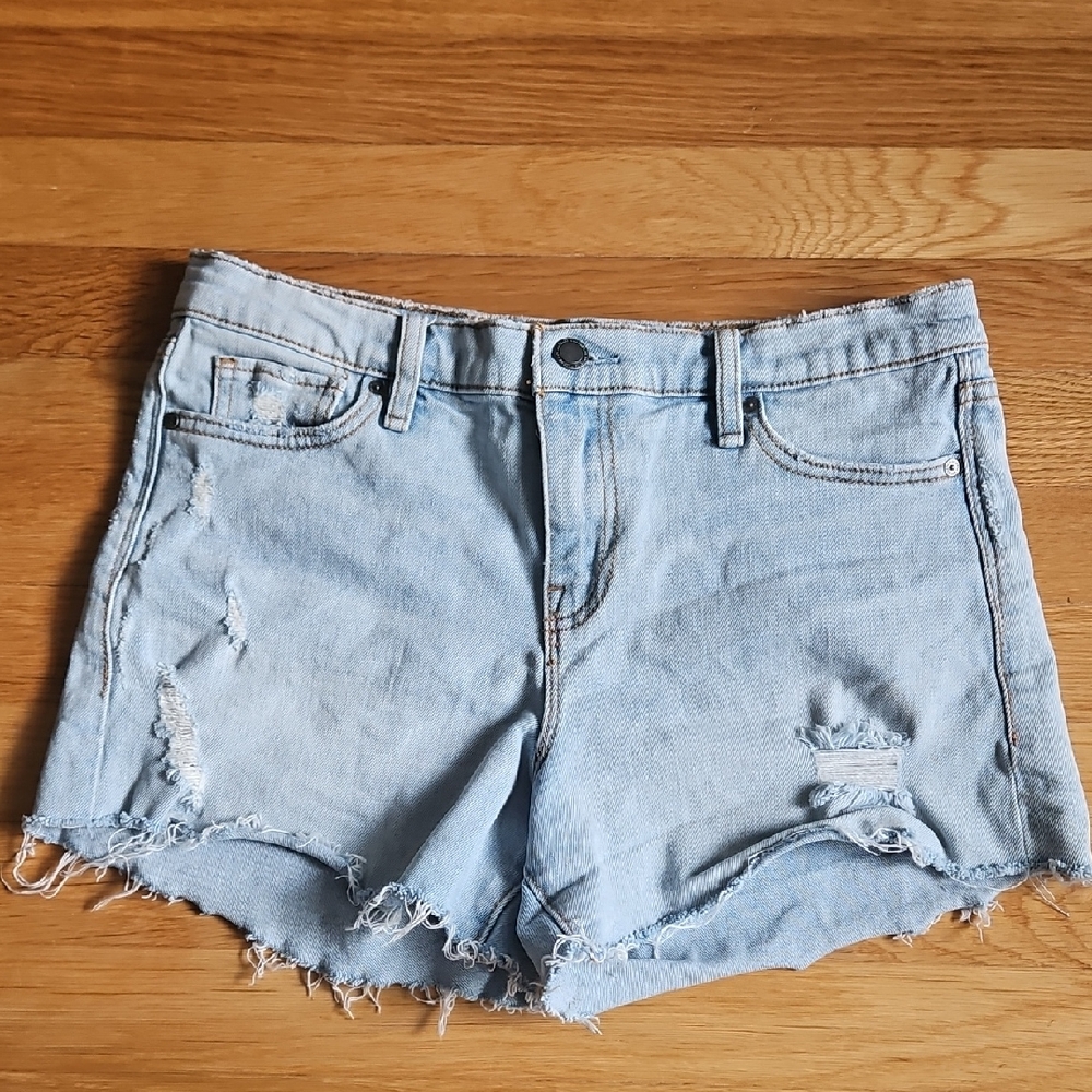 Hudson Light Blue Distressed Denim Shorts